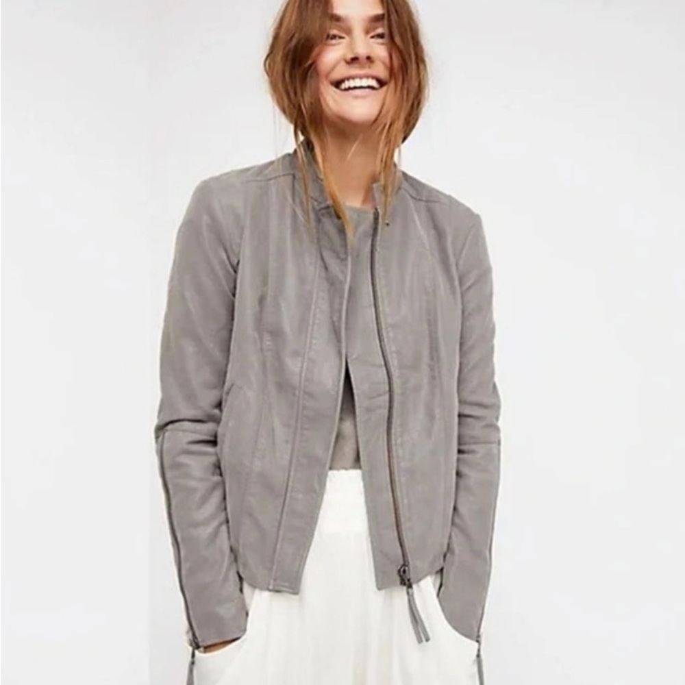 Free People Moto Jacket in Gray